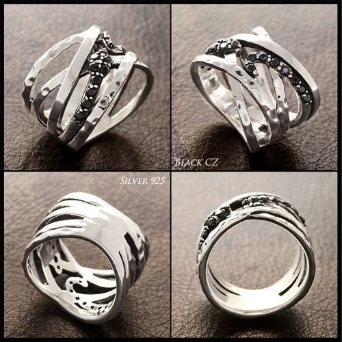 シルバーアクセサリー リング メンズ 指輪 蛇 スネーク ブラックジルコニア r0691 |  | 02