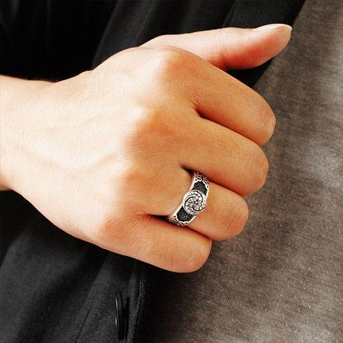 シルバーアクセサリー リング メンズ 黒田官兵衛 藤巴家紋 藤の花 和 r0705 フリーサイズ(約15〜21号前後) |  | 05