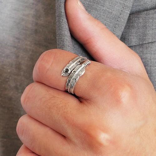 シルバーアクセサリー リング メンズ レディース ネイティブ フェザー