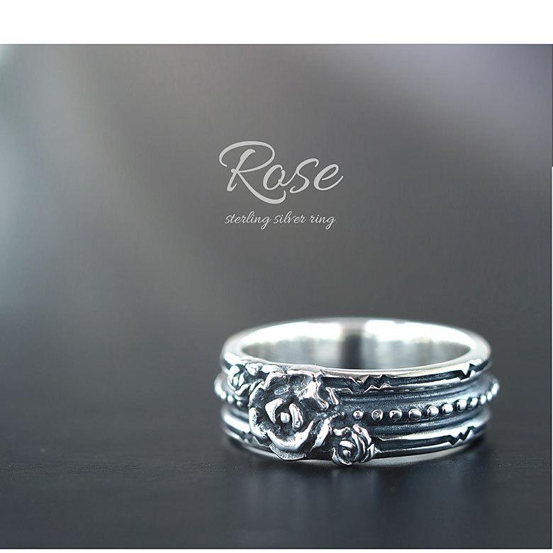 薔薇 リング r0847 シルバーアクセサリー メンズ バラ 薔薇 リング r0847 シルバーアクセサリー メンズ バラ