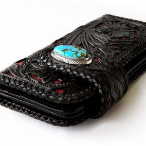 シルバーアクセサリー メンズ ウォレット 財布 黒・ブラック パイソン・蛇 コンチョ ターコイズ・オニキス so0501 |  | 01