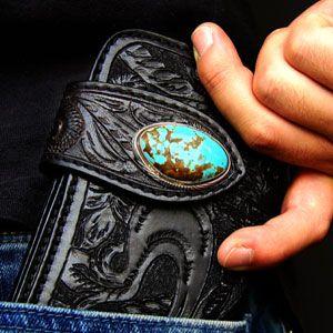 シルバーアクセサリー メンズ ウォレット 財布 黒・ブラック 花・フラワー コンチョ ターコイズ・オニキス so0504 |  | 05