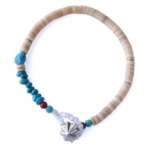 アンクレット メンズ・レディース パワーストーン ペアアクセサリー シェル ターコイズ シルバー925コンチョ so0509 |  | 01