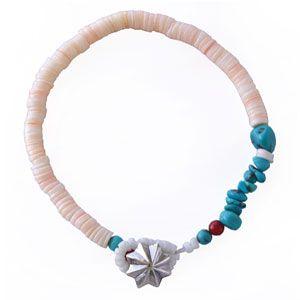 アンクレット メンズ・レディース パワーストーン ペアアクセサリー シェル ターコイズ シルバー925コンチョ so0509 |  | 02