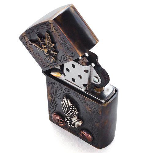 ZIPPO ジッポ ライター シルバー アンティーク プレイハンド スカル