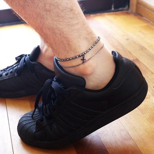 アンクレット メンズ レディース クロス パワーストーン ブラック ゴールド so0526 足周り約20〜26cm |  | 03