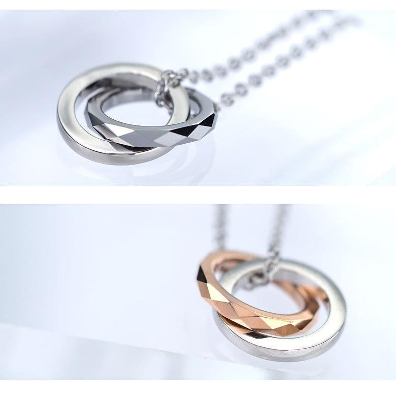 2連リングネックレス spe0361 ステンレスアクセサリー ネックレス ステンレス 男女兼用 2連リング 45ｃｍ＋5ｃｍのチェーン付 |  | 09