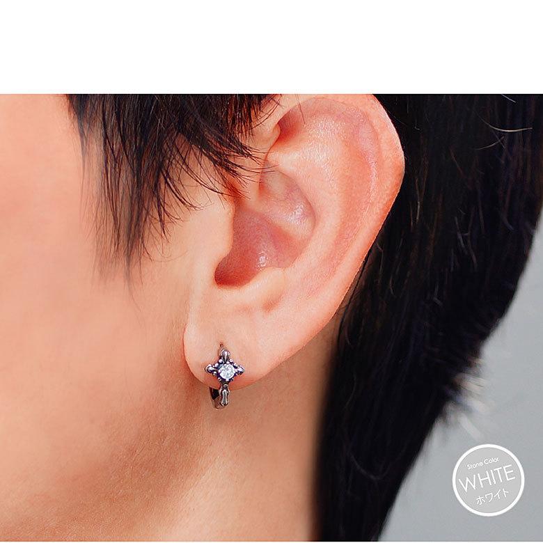 クロス フープ ピアス spi0093 ステンレスアクセサリー 片耳用