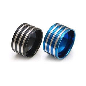 ステンレスアクセサリー リング・指輪 ブルー・青 ブラック・黒 sr0094 | 