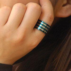 ステンレスアクセサリー リング・指輪 ブルー・青 ブラック・黒 sr0094 |  | 02