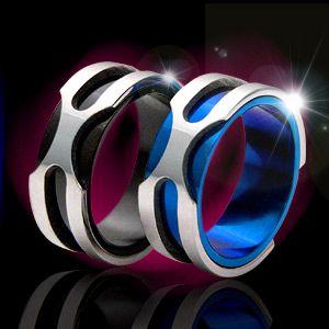 ステンレスアクセサリー リング・指輪 メンズ・レディース ブルー・ブラック sr0096 | 