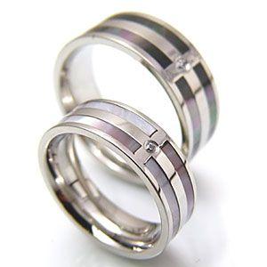 ステンレスアクセサリー リング・指輪 メンズ・レディース ペアアクセサリー[単品] ブラックシェル・ピンクシェル sr0113 |  | 01