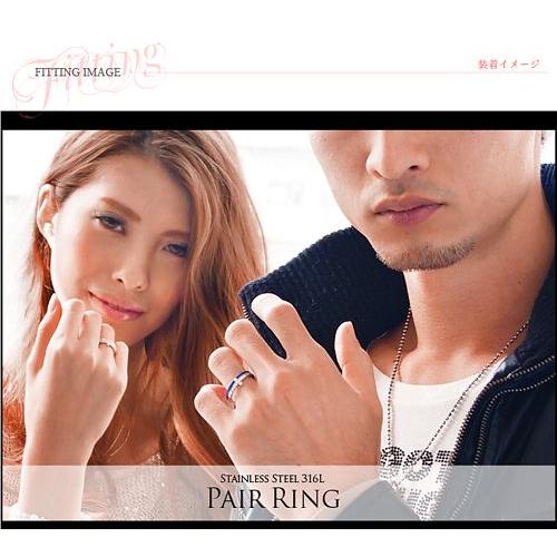 ペアリング ステンレス クロス 十字架 ブルー ピンク ジルコニア sr0134-pair BOX付きペアセットの画像