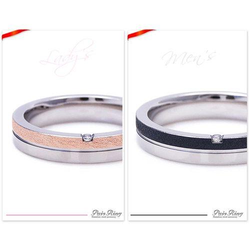 ペアアクセサリー ペアリング ステンレス ブラック ピンク sr0140-pair BOX付きペアセットの画像