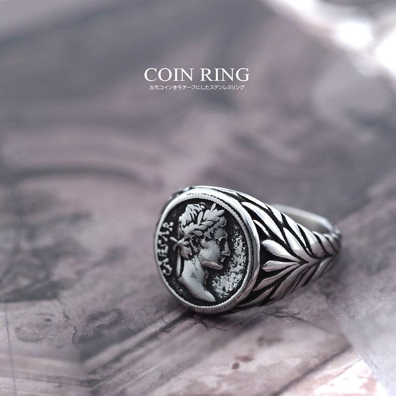 リング 指輪 ステンレス メンズ カエサル 月桂樹 アクセサリー sr0166 古代コイン ステンレスリング |  | 08