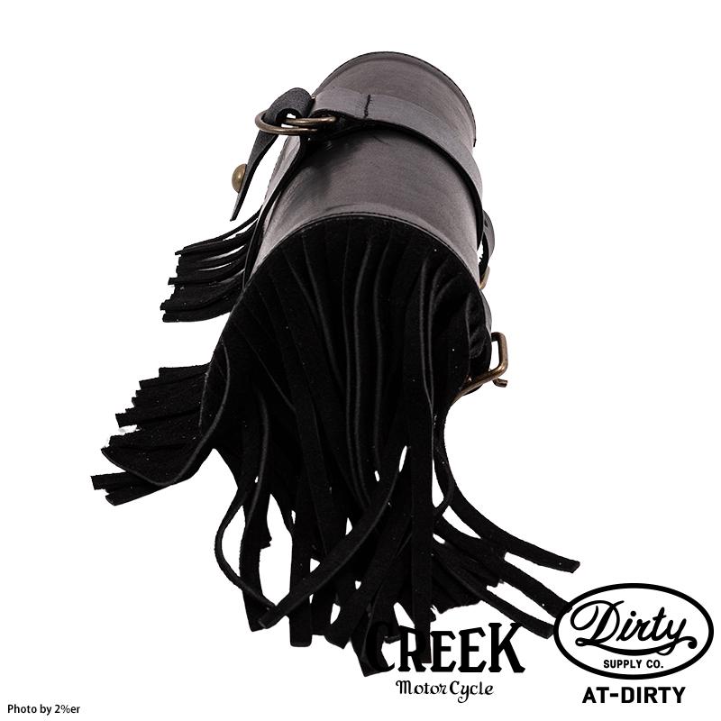 2%ER別注 レザー ツールバッグ ブラック/ブラックフリンジ CREEK MOTORCYCLE x AT-DIRTYの画像
