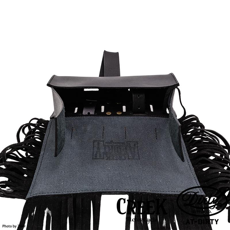 2%ER別注 レザー ツールバッグ ブラック/ブラックフリンジ CREEK MOTORCYCLE x AT-DIRTYの画像