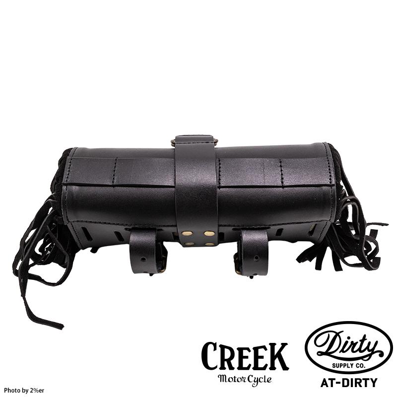 2%ER別注 レザー ツールバッグ ブラック/ブラックフリンジ CREEK MOTORCYCLE x AT-DIRTYの画像