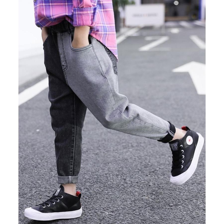 子供服 ツートンカラーデニム サルエルパンツ ジュニアズボン お洒落な