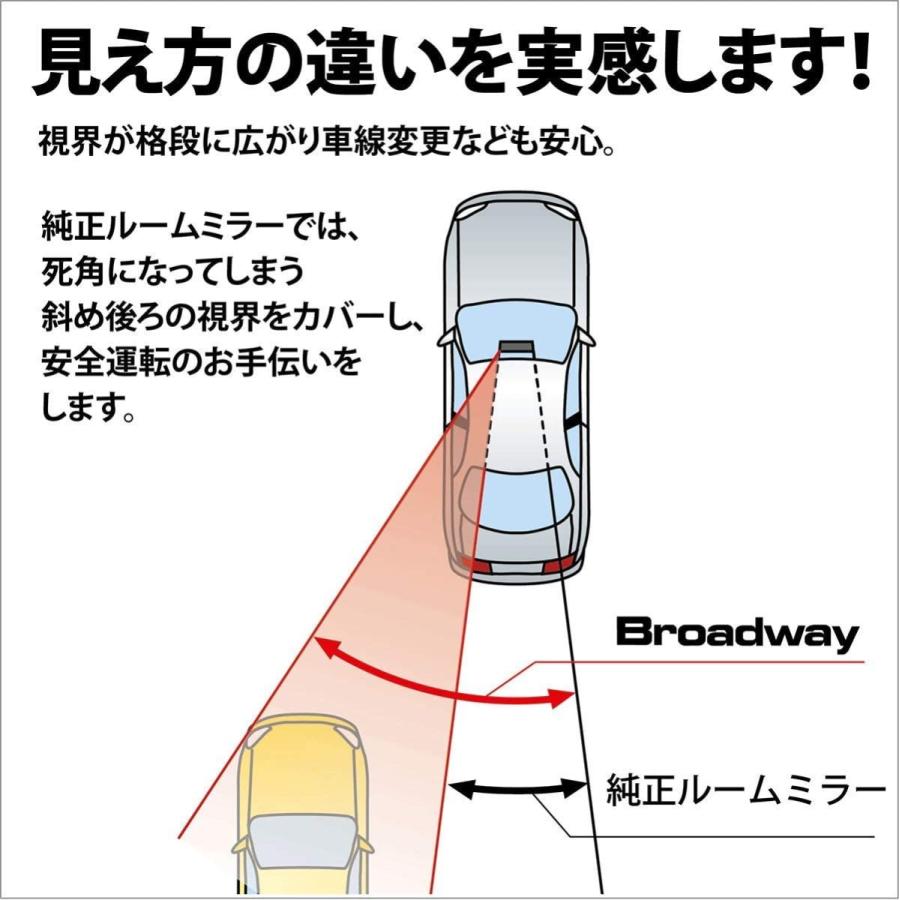 ワイドルームミラー 240R 曲面鏡 クローム 軽自動車 コンパクトカー ルームミラー バックミラー ワイドミラー カーアクセサリー ナポレックス BW-763｜2tireshop4u｜06