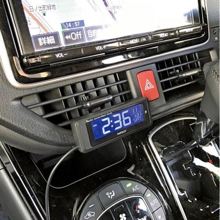 バックオーダー受付中 電波時計 USB接続で常時点灯 白色LED バックライト式 電池付属 大型液晶 角度調整可 デジタル表示 見やすい 車用 ナポレックス Fizz-1083｜2tireshop4u｜08