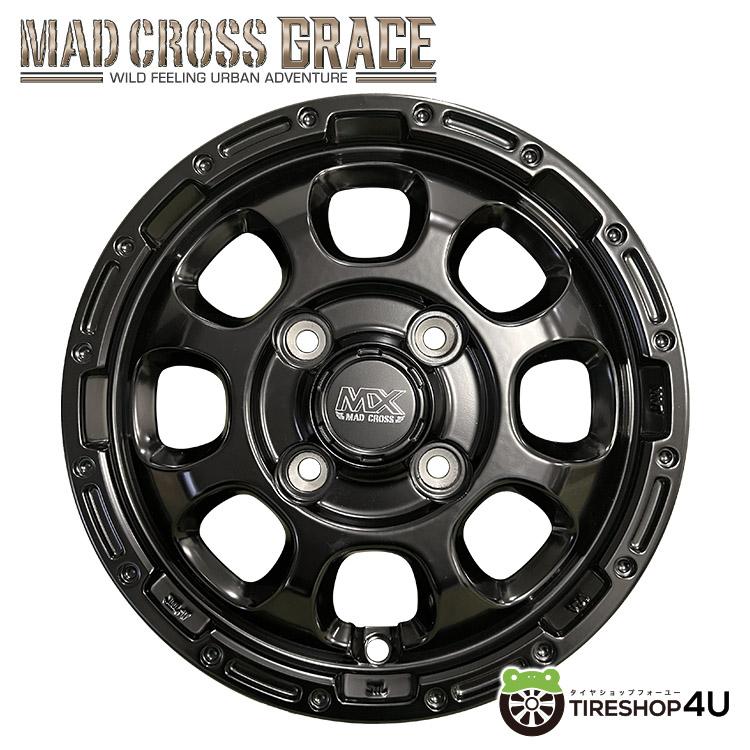 タイヤホイール4本セット MAD CROSS GRACE 14x4.5J 4/100 +45 BK オールブラック MUDSTAR RADIAL A/T 155/65R14 75S 軽自動車｜2tireshop4u｜03