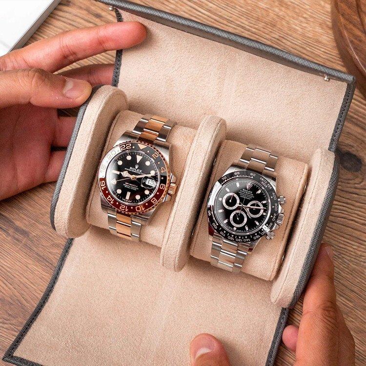 IFL Watches ウォッチロール 2本用 Saffiano Grey グレー 本革 高級 型 