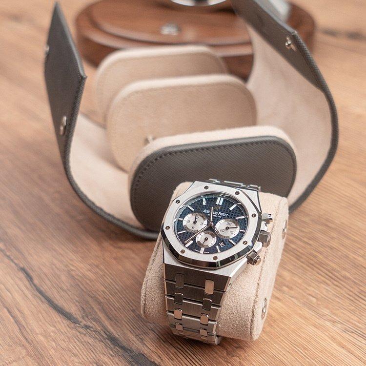IFL Watches ウォッチロール 2本用 Saffiano Grey グレー 本革 高級 型