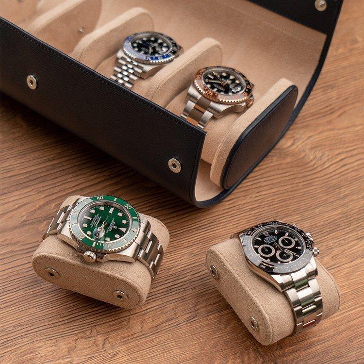 IFL Watches ウォッチロール 4本用 Saffiano Blue ネイビー 本革 高級
