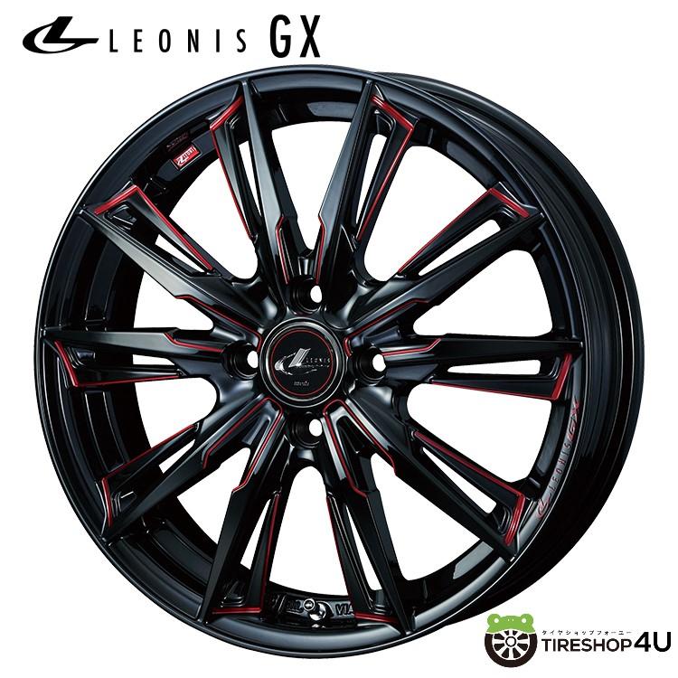 WEDS（ウェッズ） LEONIS GX 17x6.5J 4/100 +50 BK/SC(RED) ブラック 
