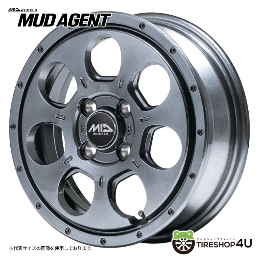 マルカサービス 4本購入で送料無料 MID WHEELS MUD AGENT 14x4.5J 4