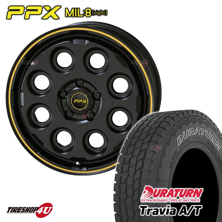タイヤホイール4本セット PPX MIL:8 16x7.0J 5/114.3 +38 SGB/Y DURATURN TRAVIA A/T 215/70R16 OWL デリカD5 MIL8 サマータイヤ ホイール4本セット KYOHO PPX ミルエイト(Mil:8