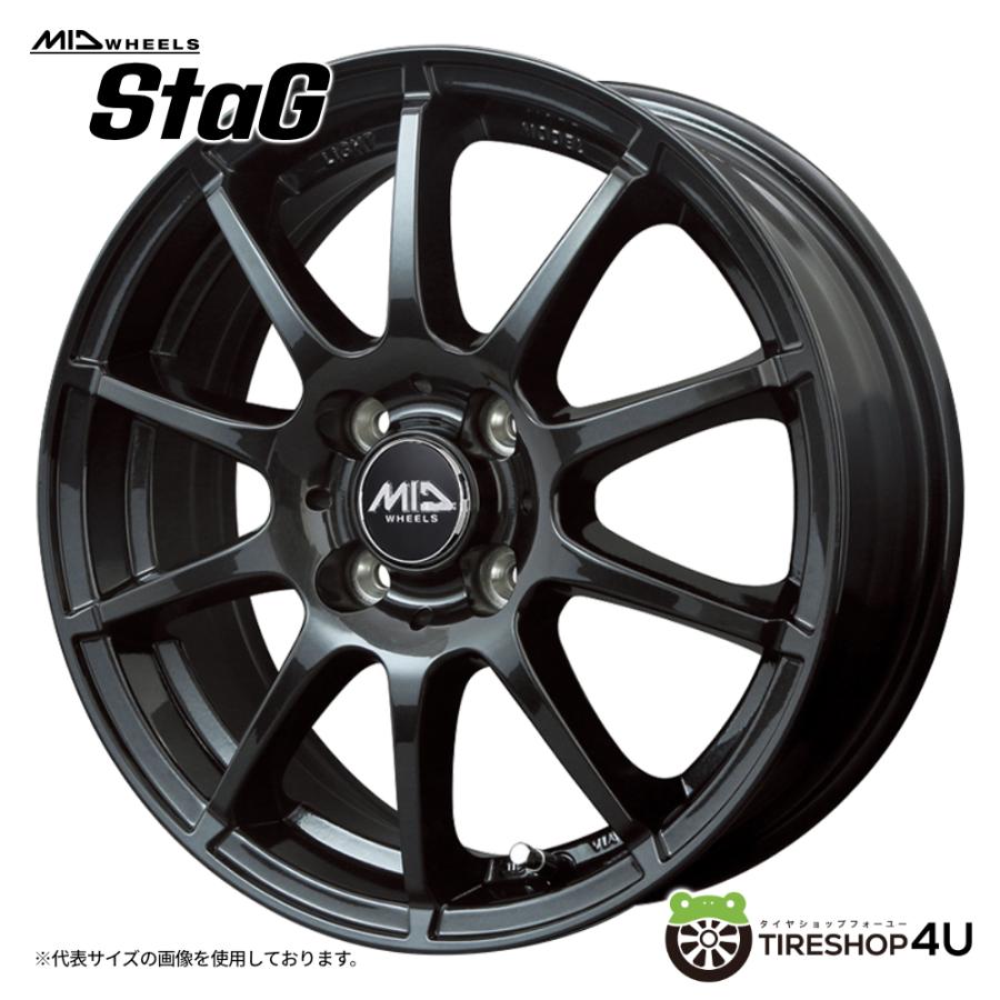 マルカサービス 4本購入で送料無料 MID WHEELS StaG 14x4.5J 4/100 +43
