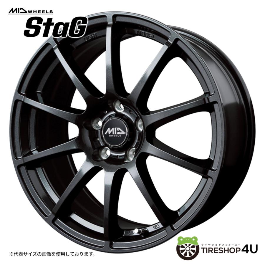 マルカサービス 4本購入で送料無料 MID WHEELS StaG 18x7.0J 5/100 +48