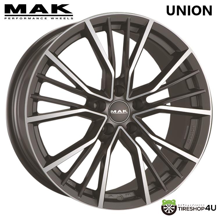 4本購入で送料無料 MAK UNION 19x8.5J 5/112 +20 ガンメタリックミラー