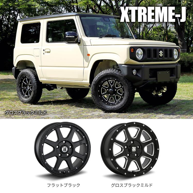 タイヤホイール4本セット XTREME-J 12x4.00B 4/100 +42 FBK MUDSTAR RADIAL A/T 145/80R12 80/78N マッドスター ホワイトレター 軽トラック 軽バン｜2tireshop4u｜02