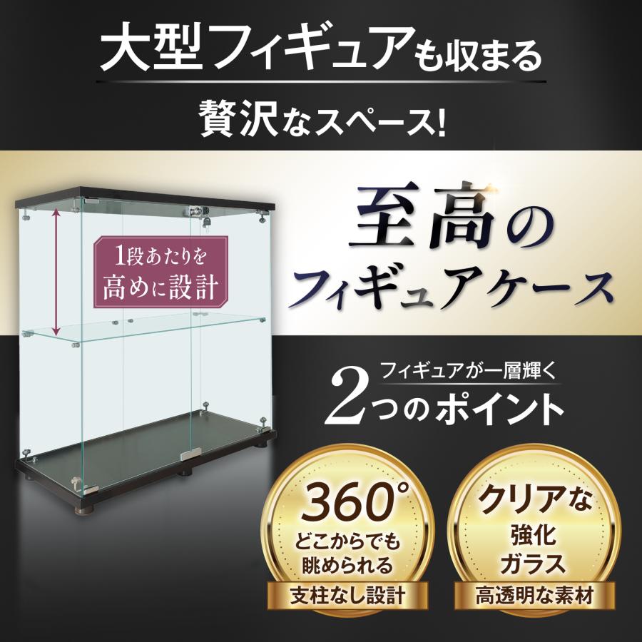 ガラスショーケース2 HAGiHARA（萩原） ガラスケース 幅40cm 2段 カウンター上収納 可動棚