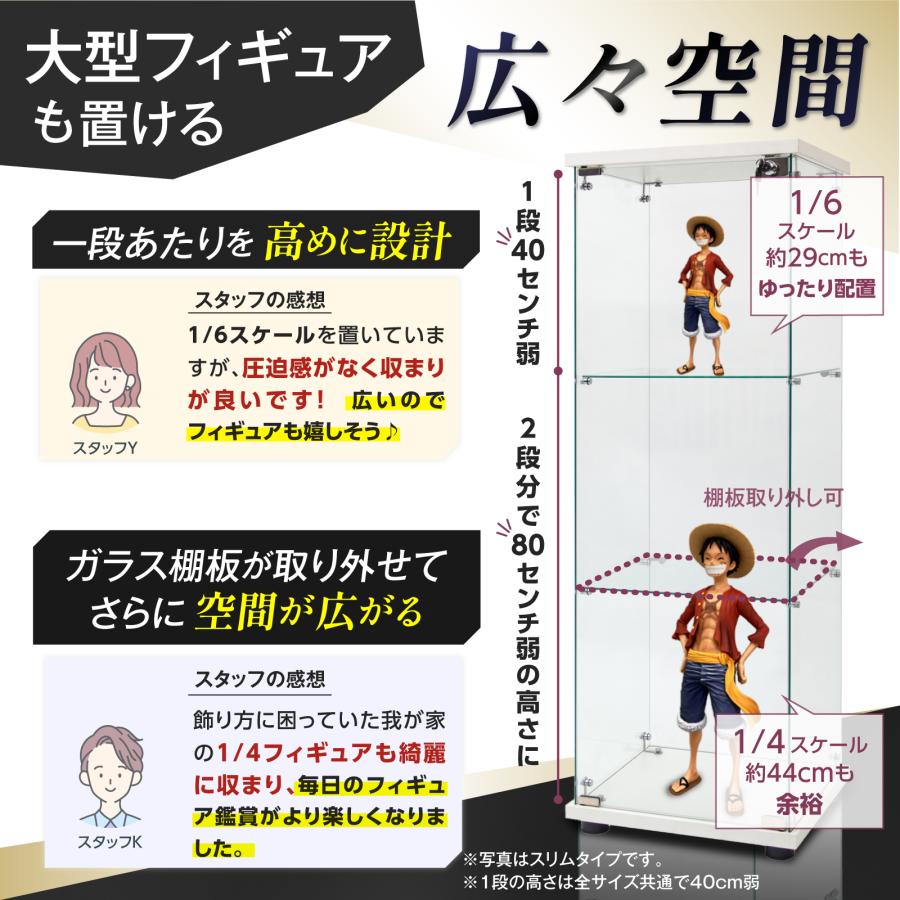 生活グッズラボ ショーケース ガラスケース 2段両扉タイプ(鍵付き) 幅