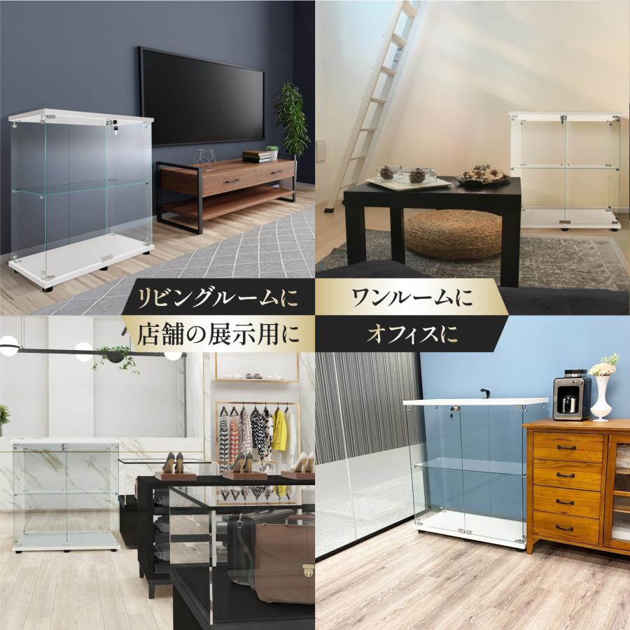 生活グッズラボ ショーケース ガラスケース 2段両扉タイプ(鍵付き) 幅