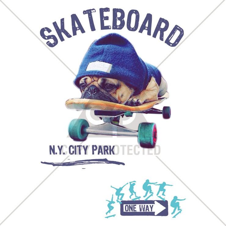 パーカー メンズ レディース スウェット プルオーバー バックプリント おしゃれ Skateboard スケボー スケボー犬 パグ NY ニューヨーク ストリート｜301-shop｜02