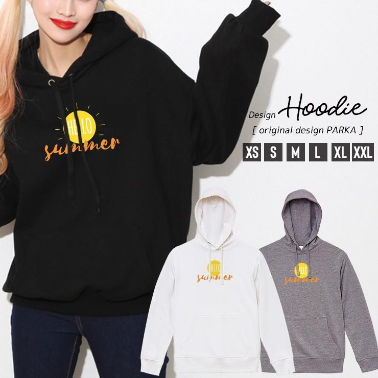 パーカー レディース 長袖 トップス パーカー プルオーバー フード付き 夏 ロゴ 太陽 Hello Summer 黄色 オレンジ Dp8172 W 301 通販 Yahoo ショッピング