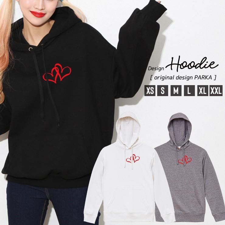 パーカー レディース 長袖 トップス パーカー プルオーバー フード付き ハート 手書き風 赤 ワンポイント Dp9626 W 301 通販 Yahoo ショッピング