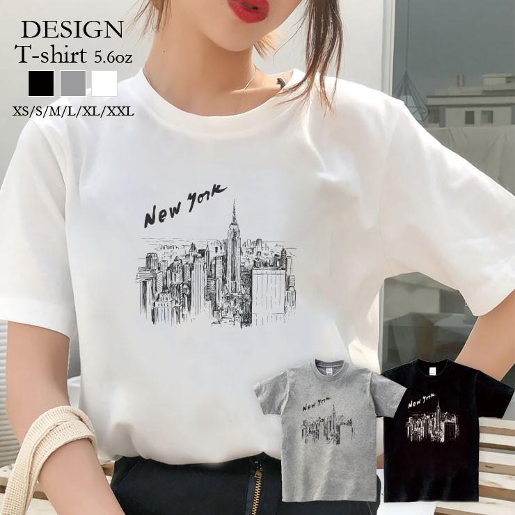 Tシャツ レディース 半袖 トップス ブランド ユニセックス メンズ プリントtシャツ ペア ニューヨーク Nyc 都会 イラスト アメリカン かっこいい おしゃれ Dt8134 W 301 通販 Yahoo ショッピング