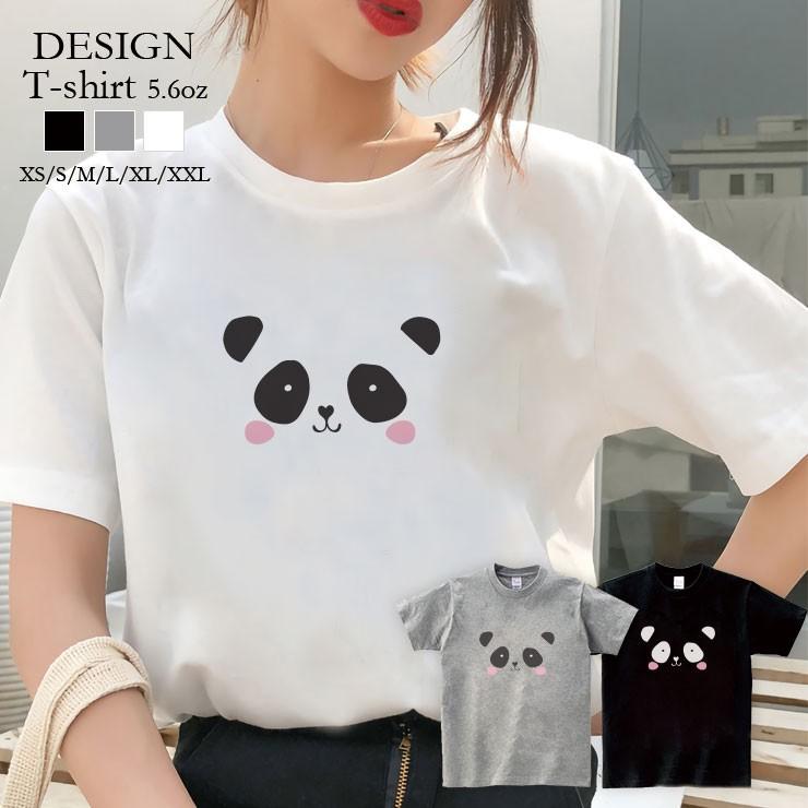 Tシャツ レディース 半袖 トップス ブランド ユニセックス メンズ プリントTシャツ ペア パンダ ぱんだ panda お揃い カップル アニマル イラスト｜301-shop