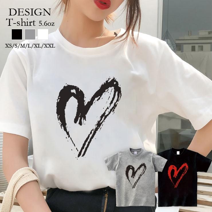 Tシャツ レディース 半袖 トップス ブランド ユニセックス メンズ プリントtシャツ ペア カップル ハート ビッグワンポイント 可愛い Dt8184 W 301 通販 Yahoo ショッピング