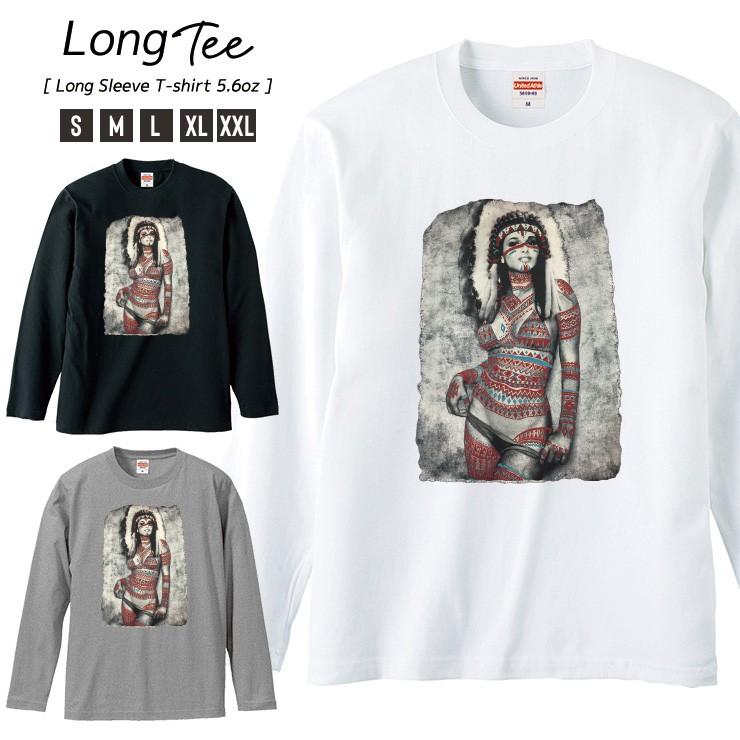 Tシャツ メンズ ロンt 長袖 ブランド Uネック Native Tribal ネイティブ トライバル インディアンガール Sexy セクシー Longt5034 301 通販 Yahoo ショッピング