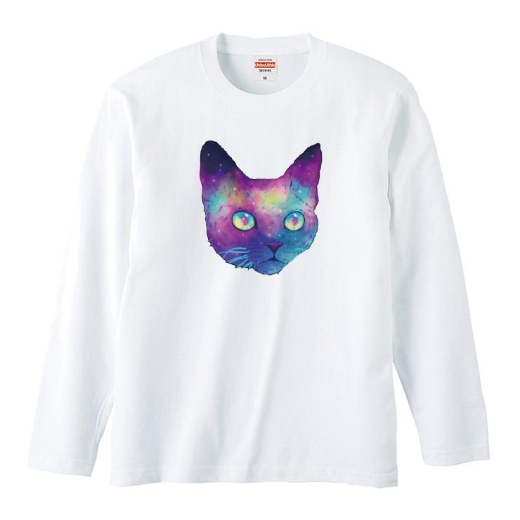 Tシャツ レディース ロンt 長袖 ユニセックス クルーネック Uネック 猫 宇宙猫 ねこ ネコ にゃんこ おしゃれ Longt8147 W 301 通販 Yahoo ショッピング