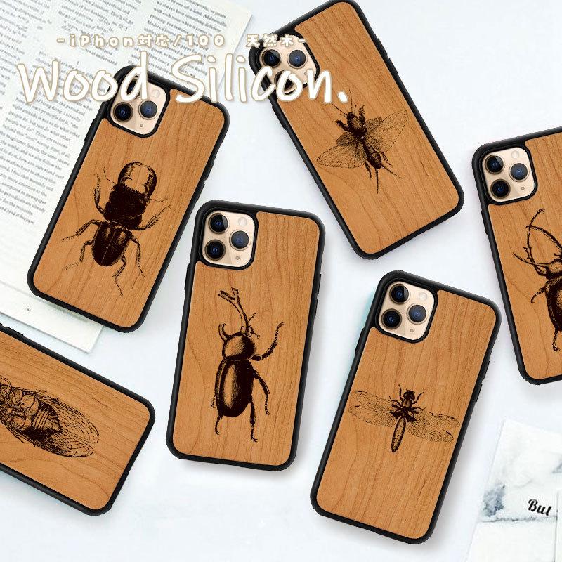 iPhone16 ケース 木 木目 木製 iPhone16Pro Max 15Pro シリコン 天然木