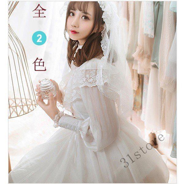 楽ギフ 包装 Lolita ロリータ ワンピース ドレス 長袖 透かし彫り 優雅 ブラック ホワイト 膝丈 長袖 レトロ風スタンドネックお嬢様 ワンピース カラー ホワイト Panero Shop