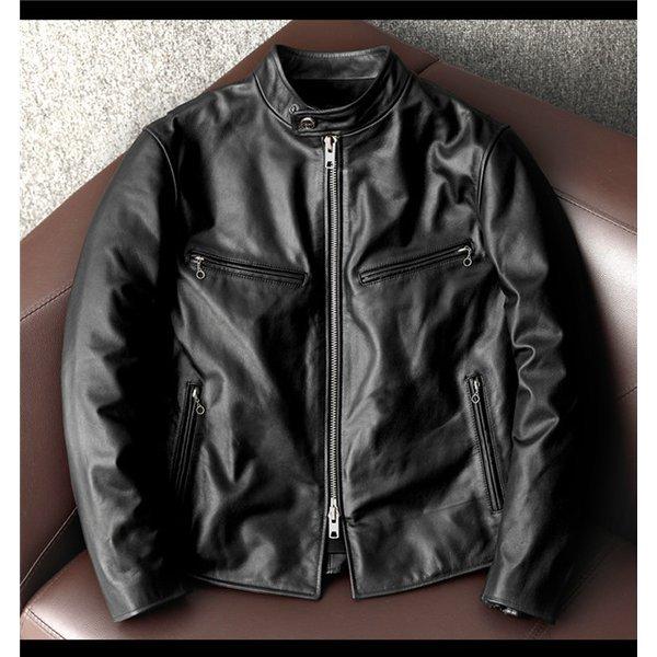 お年玉セール特価 店長おすすめ 革ジャケット アメカジ ライダースジャケット 冬服 秋冬 B系 ブルゾン 防風 立ち襟 バイク 皮ジャン レザージャケット 本革 革ジャン シングル メンズ ジャケット